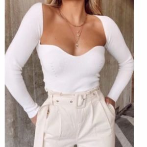 White square neck top